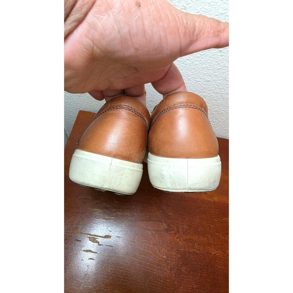 Ecco‎ Men Brown Leather Woven Boho Vacations Beach Slip-On Shoes Size 41 EU